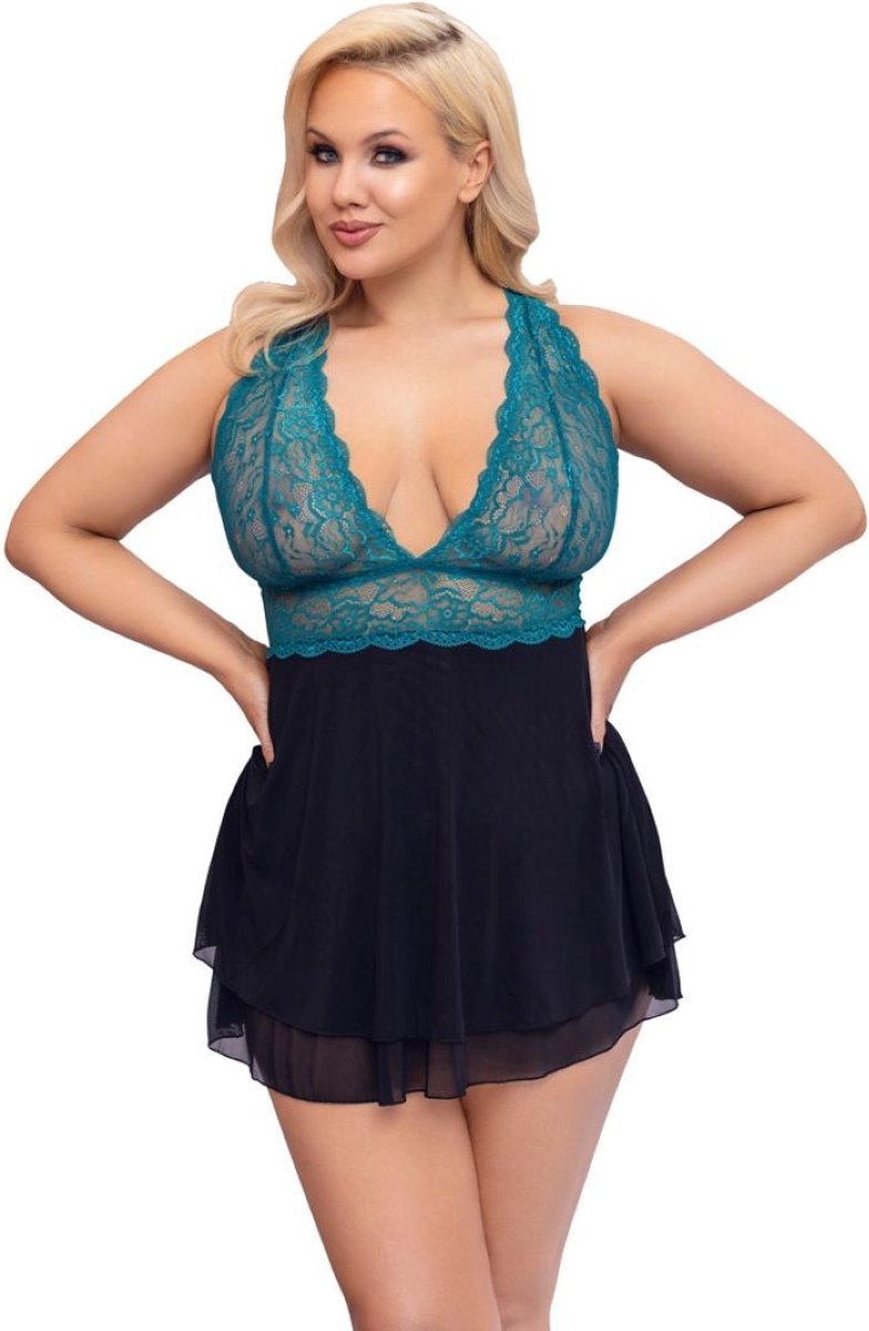 Goedkoopste Babydoll Petrol - Zwart & Groenblauw