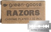 Lames de rasoir green-goose ® | 10 pièces | pour le rasage Classique | Rasoir ouvert | Lames de recharge | Emballé de manière durable | Lames à double tranchant