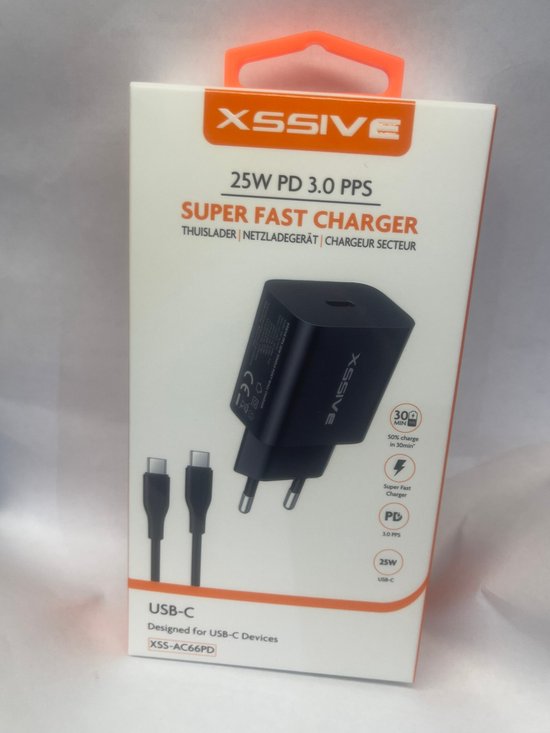 Chargeur rapide Usb Type C 25W + cable usb Type C XSSIVE XSS-AC62PD