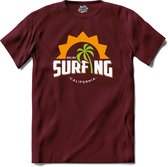 Surfing Malibu | Surfen - Surf - Surfboard - T-Shirt - Unisex - Burgundy - Maat XL
