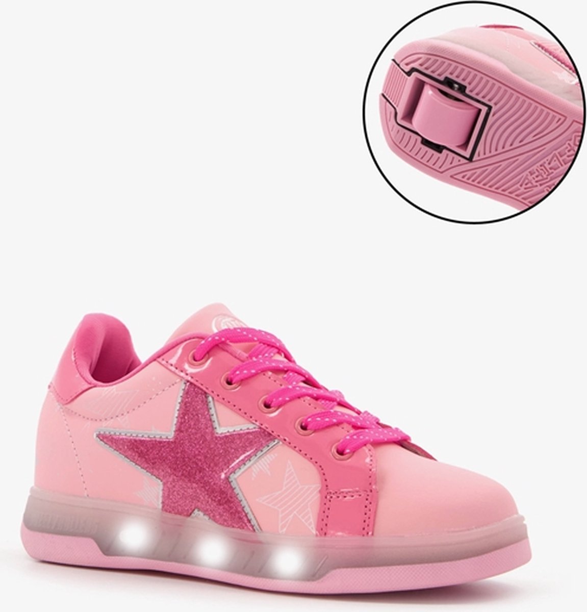 Breezy Rollers kinder sneakers met wieltjes roze - Maat 36 - Uitneembare zool
