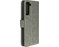 Avizar Hoesje Geschikt voor Samsung Galaxy S21 FE Portemonnee met Standfunctie, Grijs