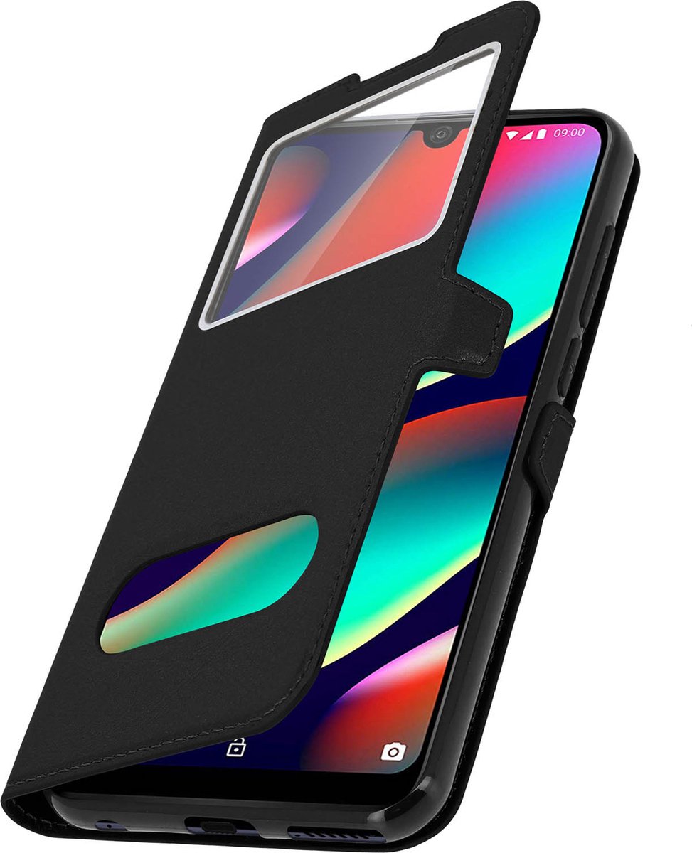 Geschikt voor Wiko View 3 Pro Vensterhoes met Video Support zwart