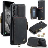 CaseMe - Telefoonhoesje geschikt voor Samsung Galaxy A14 5G - Back Cover - Met Pasjeshouder - Zwart