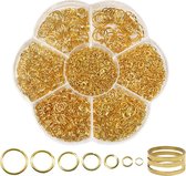 2300 stuks Gouden Splitringen Ringetjes 3mm tot 10 mm Metalen Ketting Ringen Ringetjes met Opener voor Ketting Armband DIY Sieraden Maken
