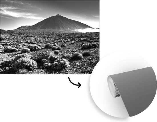 Papier peint photo Tenerife - Vue du volcan El Tei, Tenerife - Zwart- Wit largeur 305 cm x hauteur 220 cm - Impression photo sur papier peint vinyle (disponible en 7 formats) - chambre/séjour/bureau