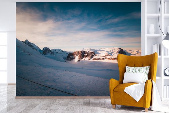 Behang - Fotobehang Landschap - Sneeuw - Berg - Frankrijk - Breedte 375 cm x hoogte 280 cm - Nr1Wallpaper