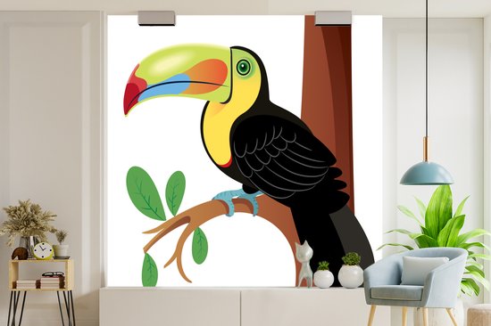 Papier peint photo vinyle - Une illustration vectorielle d'un toucan coloré largeur 350 cm x hauteur 350 cm - Tirage photo sur papier peint (disponible en 7 tailles)