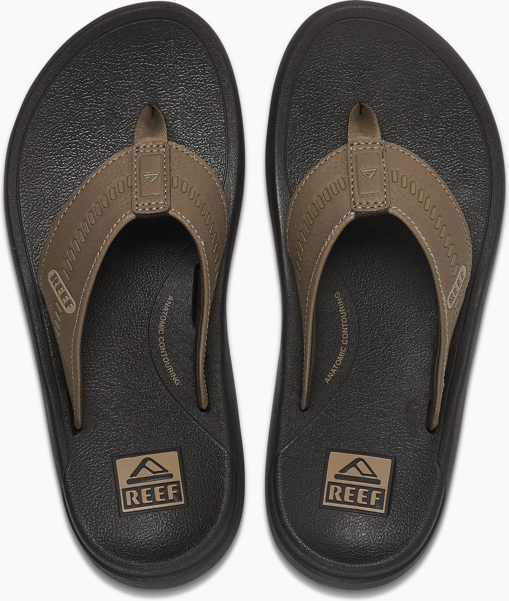 Mens Sandals Reef Slippers Bever Reef Fanning Baja Brown Gum With