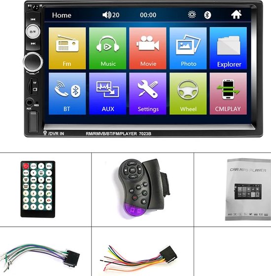 Acheter Autoradio 1 Din Bluetooth HD 7 écran tactile stéréo 12V FM ISO  puissance Aux entrée Bluetooth USB miroir lien Autoradio universel