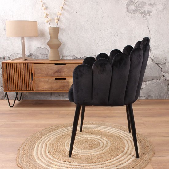 Chaise de salle à manger Flower velours noir