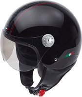 Beon Design Scooter jethelm - Geschikt als Snorfiets Brommer Motor Scooter helm - Retro Vespa jethelm met Vizier - Volwassenen - XS - Zwart - Gratis helmtas