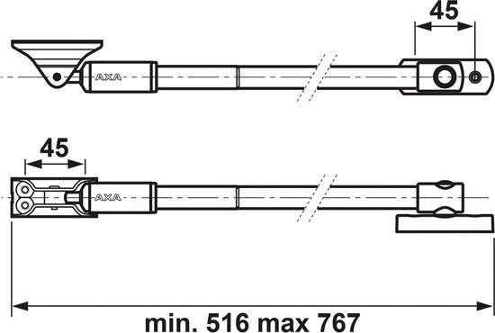 AXA 50EX Telescopische uitzetter - 2845-00-54/E - wit - Axa