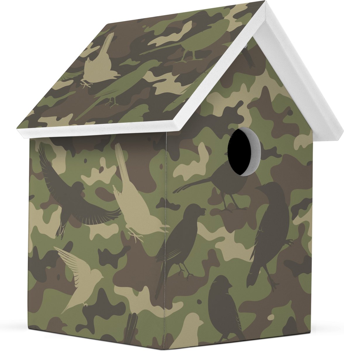 Milieuvriendelijk Vogelhuisje - Camouflage Handgemaakt - L15 x B15 x H20 cm