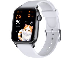 SAMTECH Smartwatch - Heren & Dames – horloge – met HD Touchscreen - Stappenteller, Calorie Teller, Slaap meter – Zwart Wit