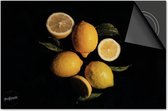 Inductie beschermer 90x52 - afdekplaat inductie mat - Dietrix Kookplaat beschermer - DELUXE - Groente en Fruit - Citroenen op zwart