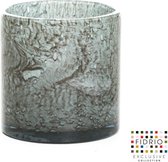 Design Vaas Cilinder - Fidrio ROCKY GREY - glas, mondgeblazen bloemenvaas - diameter 17 cm hoogte 18 cm