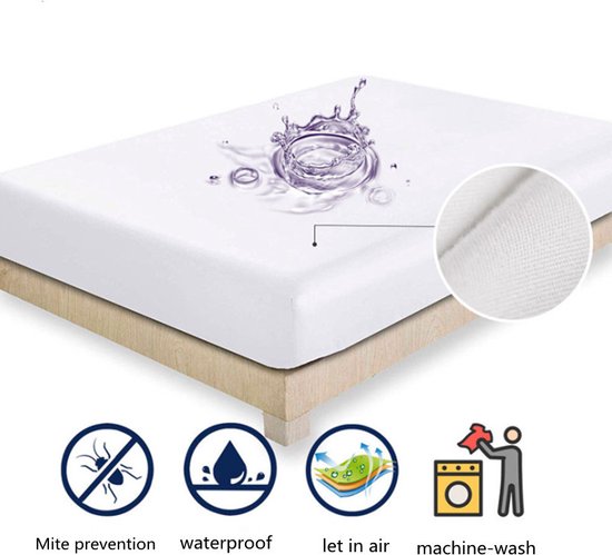 Matrashoes - Ademend & Antibacterieel - Waterdicht - Bescherm uw matras tegen vloeistoffen & allergieën - 90x200cm - Wit
