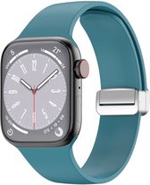 By Qubix Siliconen bandje - Folding Buckle - Cyaan - Geschikt voor Apple Watch 42mm - 44mm - 45mm - Ultra - 49mm - Compatible Apple watch bandje -