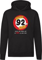 92 jaar | Maar nog steeds zo gek als een deur! Hoodie | cadeau leeftijd | 92e verjaardag | Trui | Unisex