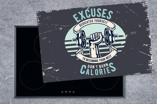 KitchenYeah® Inductie beschermer 81.2x52 cm - Gewichten - Sport - Retro - Kookplaataccessoires - Afdekplaat voor kookplaat - Inductiebeschermer - Inductiemat - Inductieplaat mat