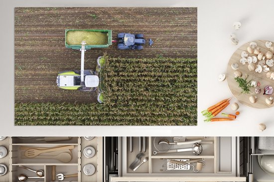 KitchenYeah® Inductie beschermer 81.6x52.7 cm - Tractor - Hakselaar - Maïs - Kookplaataccessoires - Afdekplaat voor kookplaat - Inductiebeschermer - Inductiemat - Inductieplaat mat