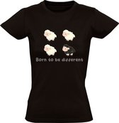 Born to be different Dames T-shirt | anders | beter | doel | schaap | Zwart