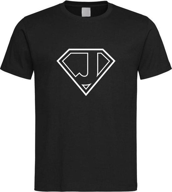 Zwart t-Shirt met letter J “ Superman “ Logo print Wit