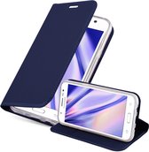 Cadorabo Hoesje geschikt voor Samsung Galaxy J5 2015 in CLASSY DONKER BLAUW - Beschermhoes met magnetische sluiting, standfunctie en kaartvakje Book Case Cover Etui