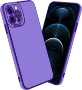 Cadorabo Hoesje geschikt voor Apple iPhone 12 PRO in Glossy Paars - Rose Goud - Beschermhoes van flexibel TPU-silicone Case Cover en met camerabescherming