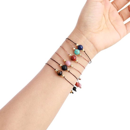 Marama - bracelet cordon wax Blue Stone - ajustable - vegan - bracelet minimaliste