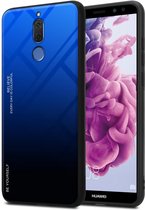Cadorabo Hoesje voor Huawei MATE 10 LITE in BLAUW - ZWART - Tweekleurige beschermhoes van TPU-silicone Case Cover en achterzijde van gehard glas