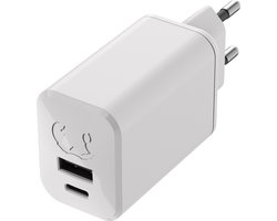 Fresh 'n Rebel USB + USB-C mini Snellader - 2 poorten - Oplader USB-C + USB - 65W - Compact en Veilig - Ice Grey