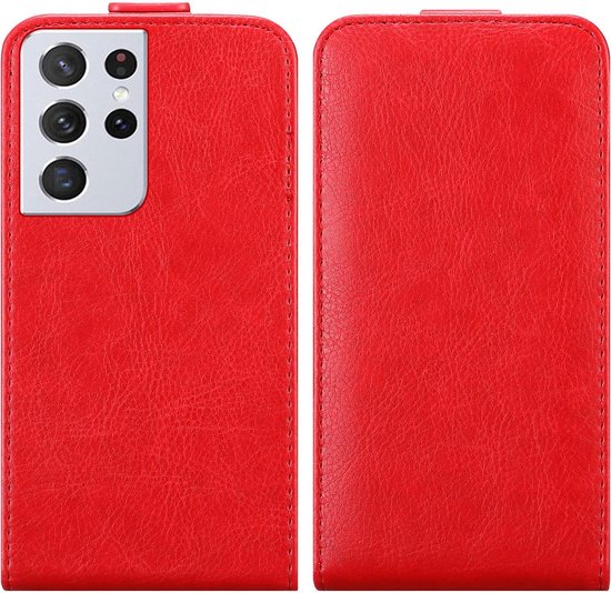 Coque Cadorabo pour Samsung Galaxy S21 ULTRA en ROUGE POMME - Coque de protection au design rabattable avec fermeture magnétique
