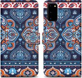Cadorabo Hoesje geschikt voor Samsung Galaxy S20 - Design Blauwe Mandala No. 1 - Beschermhoes Case Cover met magnetische sluiting, standaardfunctie en kaartvakje