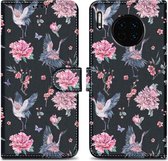 Cadorabo Hoesje geschikt voor Huawei MATE 30 - Design Kraan & Bloemen No. 9 - Beschermhoes Case Cover met magnetische sluiting, standaardfunctie en kaartvakje