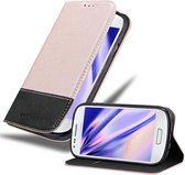Cadorabo Hoesje voor Samsung Galaxy S3 MINI in ROSE GOUD ZWART - Beschermhoes met magnetische sluiting, standfunctie en kaartvakje Book Case Cover Etui