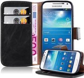 Cadorabo Hoesje geschikt voor Samsung Galaxy S4 MINI in ZWART GRAFIET - Beschermhoes met magnetische sluiting, standfunctie en kaartvakje Book Case Cover Etui