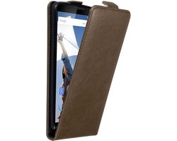 Cadorabo Hoesje geschikt voor Motorola Google NEXUS 6 in KOFFIE BRUIN - Beschermhoes in flip design Case Cover met magnetische sluiting