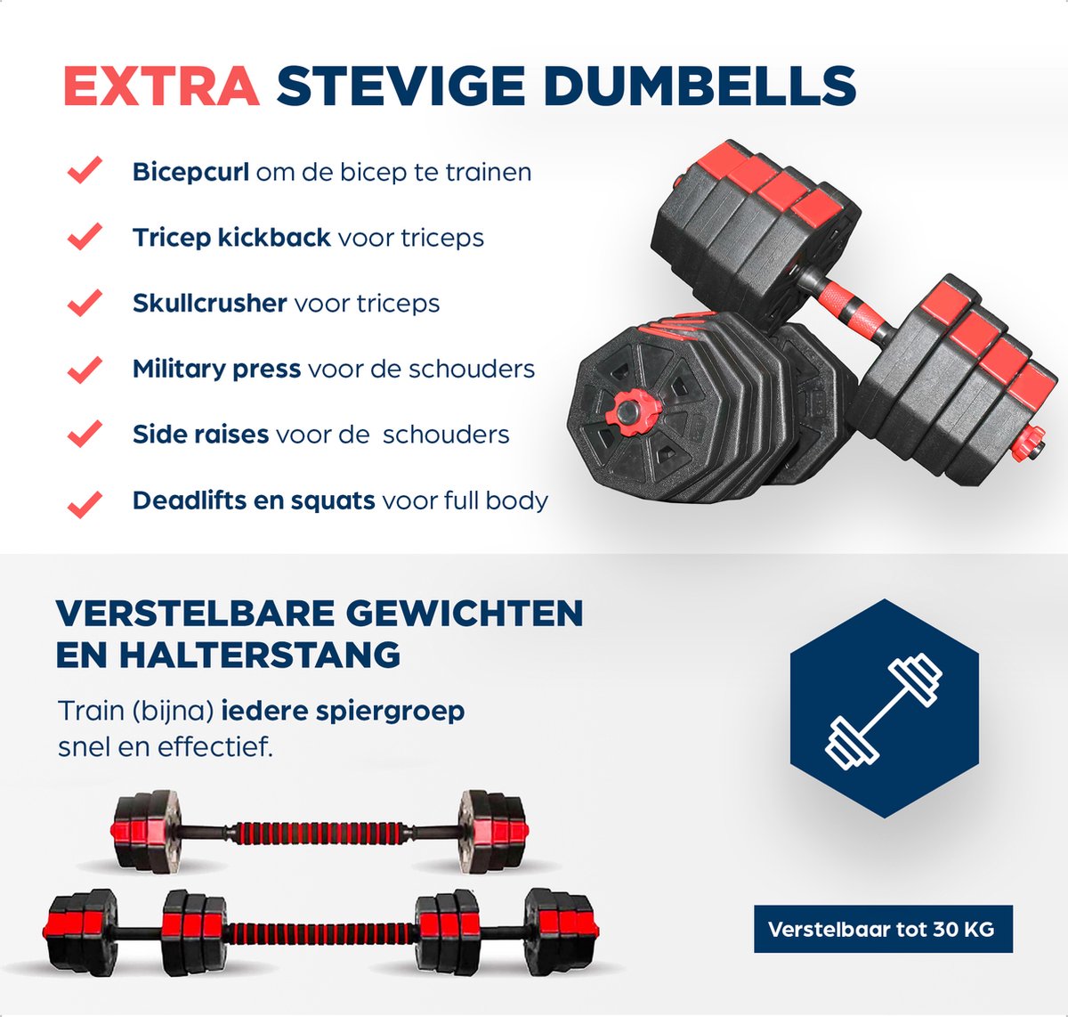 SOUTHWALL Dumbbells set verstelbaar met halterstang tot 20kg – Nancy Homestore