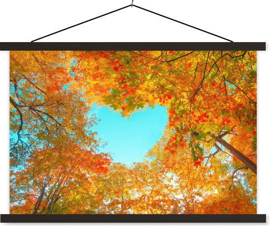 Porte-affiche avec affiche - Affiche scolaire - Arbres - Automne - Coeur - Nature - Oranje - Coeur - 90x60 cm - Lattes noires