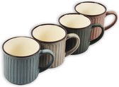 Set de 4 tasses à café - Couleurs Assorti - Mugs | Tasses en grès à rayures verticales 250 ml