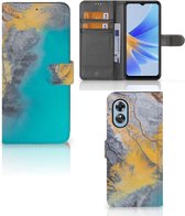 Coque pour OPPO A17 Coque Téléphone Marbre Bleu Or