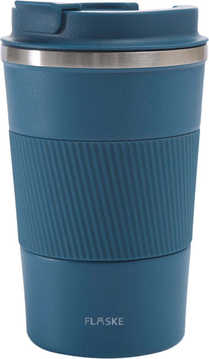FLASKE Koffiebeker Coffee Cup - Water - 380ml - RVS Koffiebeker to Go van 380ML