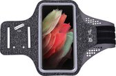 Hoesje Geschikt voor Samsung Galaxy S21 Ultra hardloop telefoonhouder – armband - sportband - van stof - Zwart