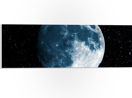 PVC Schuimplaat- Volle Maan in het Heelal omringd door Sterren - 60x20 cm Foto op PVC Schuimplaat