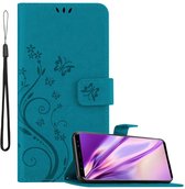 Cadorabo Hoesje geschikt voor Samsung Galaxy S9 PLUS in BLOEMEN BLAUW - Beschermhoes in bloemmotief met magnetische sluiting, standfunctie en kaartsleuven Book Case Cover Etui