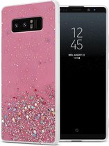 Cadorabo Hoesje voor Samsung Galaxy NOTE 8 in Roze met Glitter - Beschermhoes van flexibel TPU silicone met fonkelende glitters Case Cover Etui