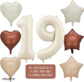 19 Jaar Cijfer Ballon - Snoes - Satijn Creme Nude Ballonnnen - Heliumballon - Folieballonnen
