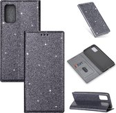Hoesje geschikt voor Xiaomi Redmi Note 10S - Bookcase - Pasjeshouder - Portemonnee - Glitter - TPU - Grijs